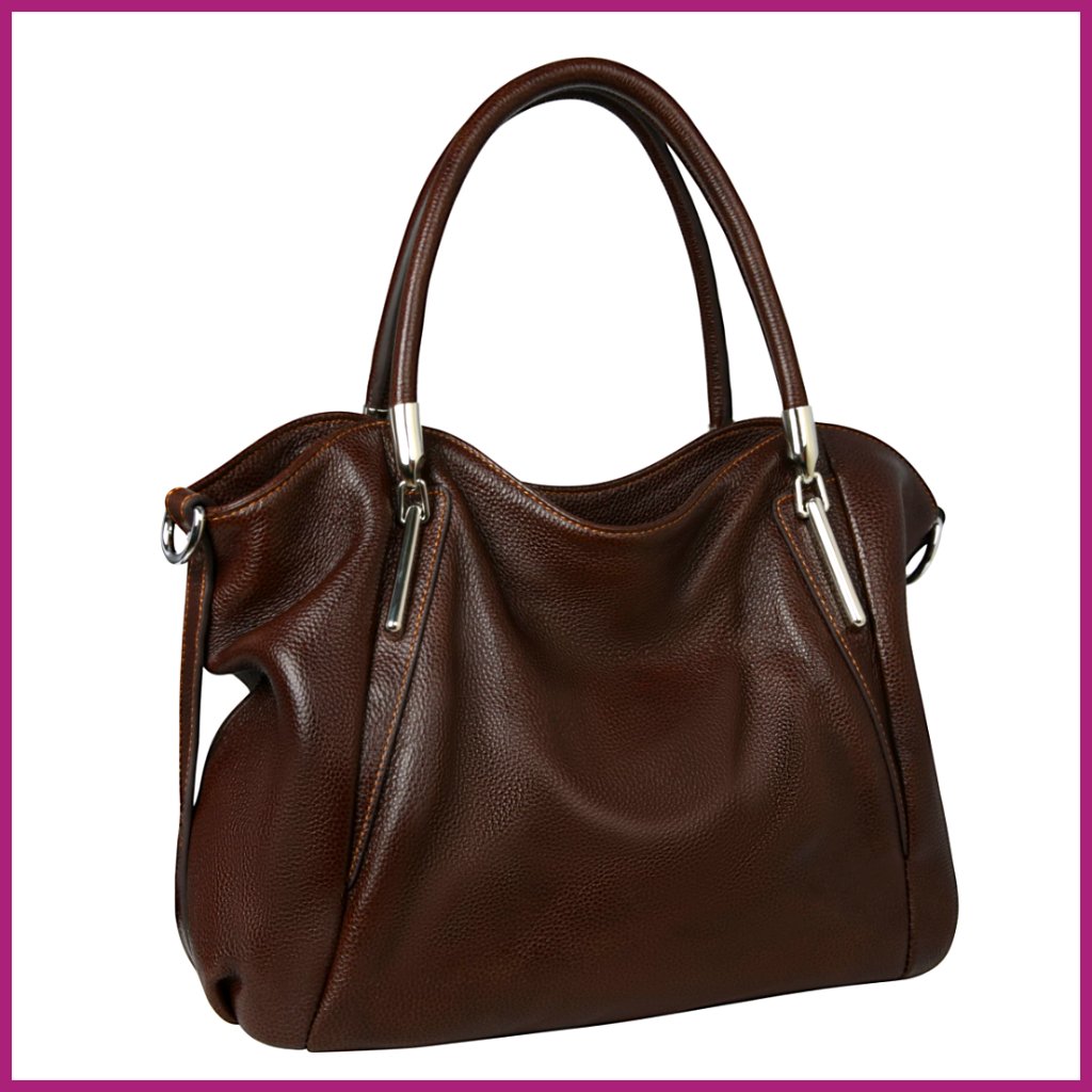 Genuine Leather Hobo Handbag With Detachable Shoulder Strap